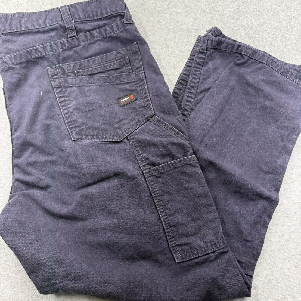 Ariat Men's FR M4 Low Rise Bootcut Work Pants Navy Canvas Size 42x32 Workwear